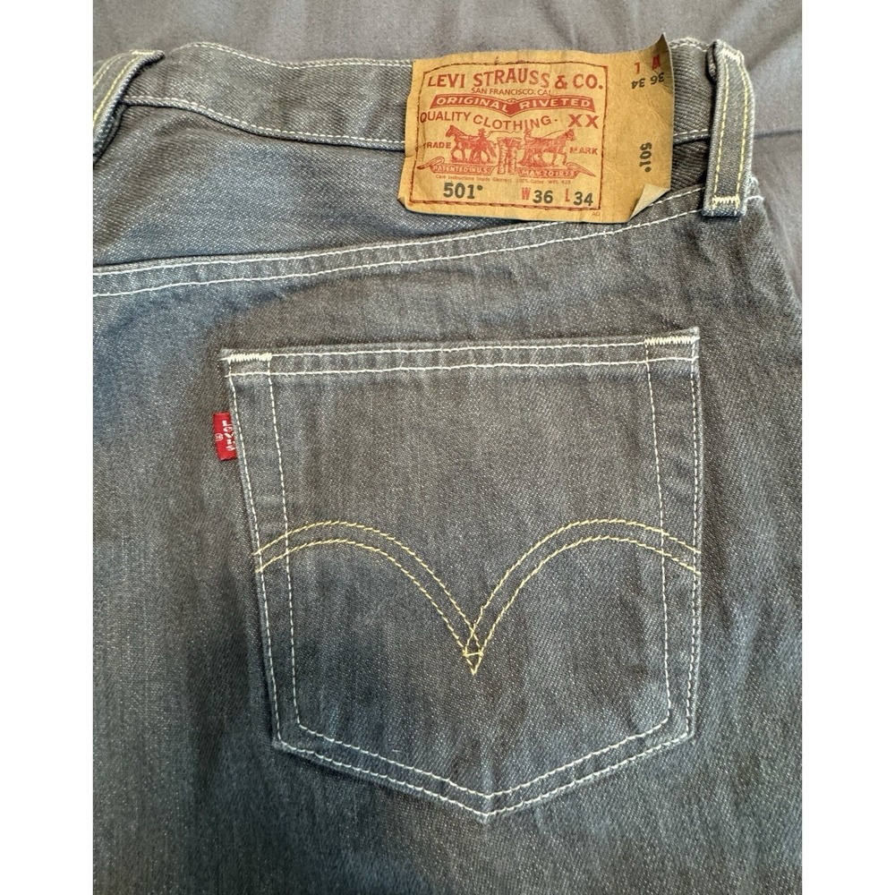 Levi's Men's Original 501 Straight Leg Buttonfly Grey Jeans 36 X 34